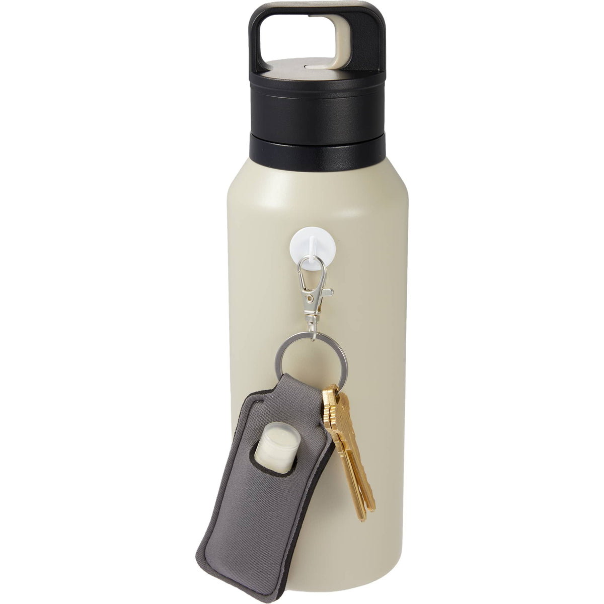 Lip Balm Holder Bottle Charm in Neoprene - Gray - Detail