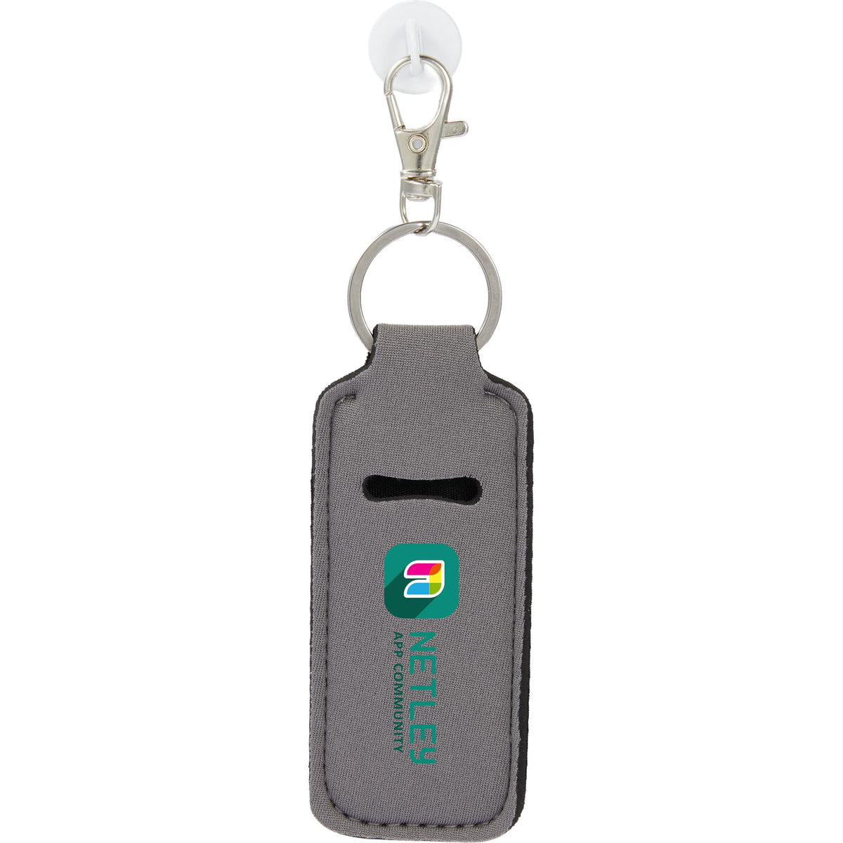 Lip Balm Holder Bottle Charm in Neoprene - Gray - Front