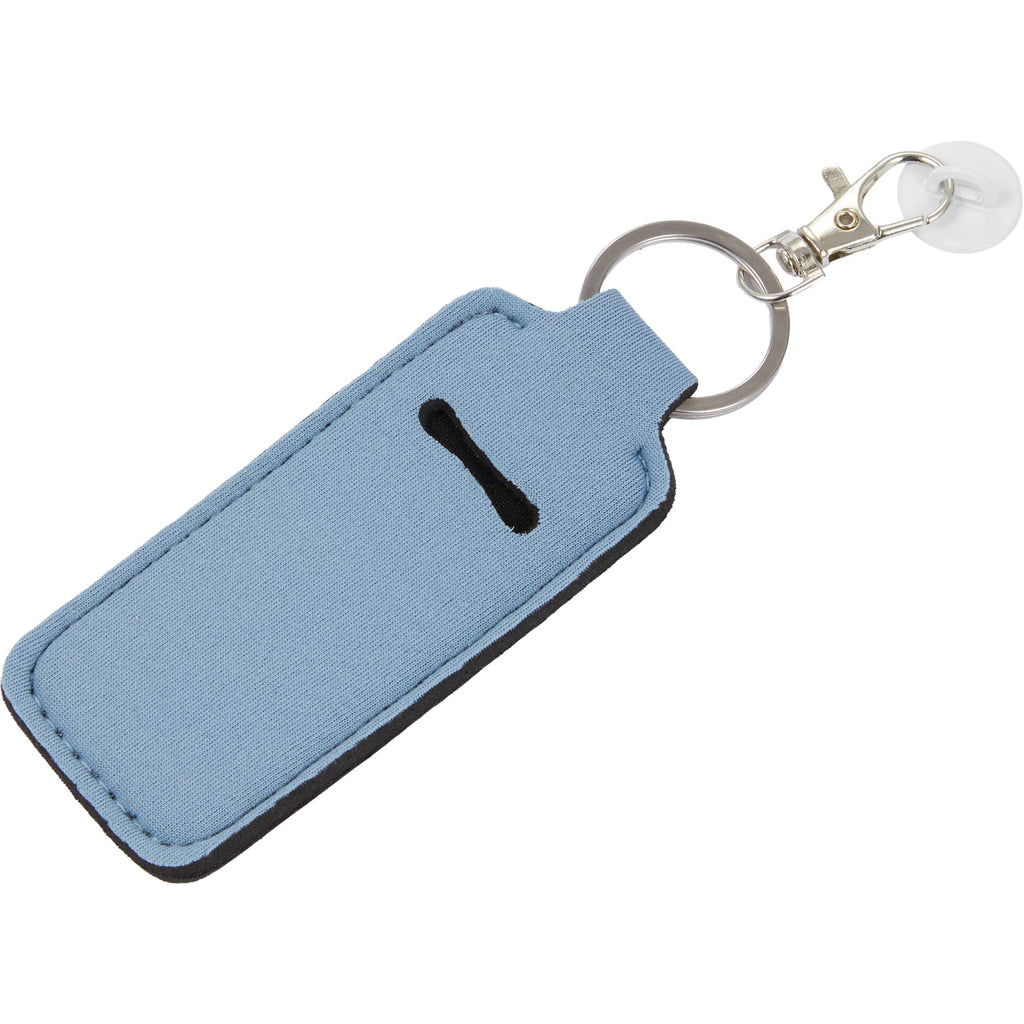 Lip Balm Holder Bottle Charm in Neoprene - Light Blue - Left Angle