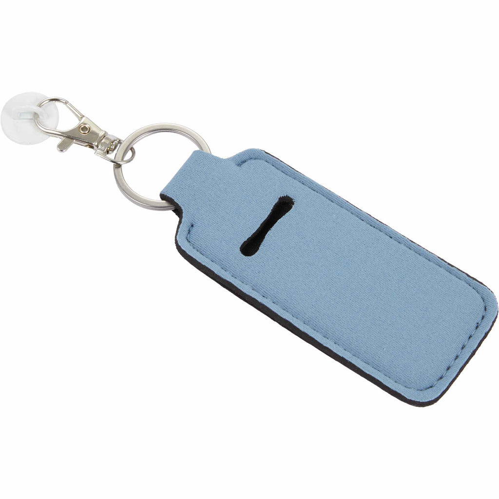 Lip Balm Holder Bottle Charm in Neoprene - Light Blue - Right Angle