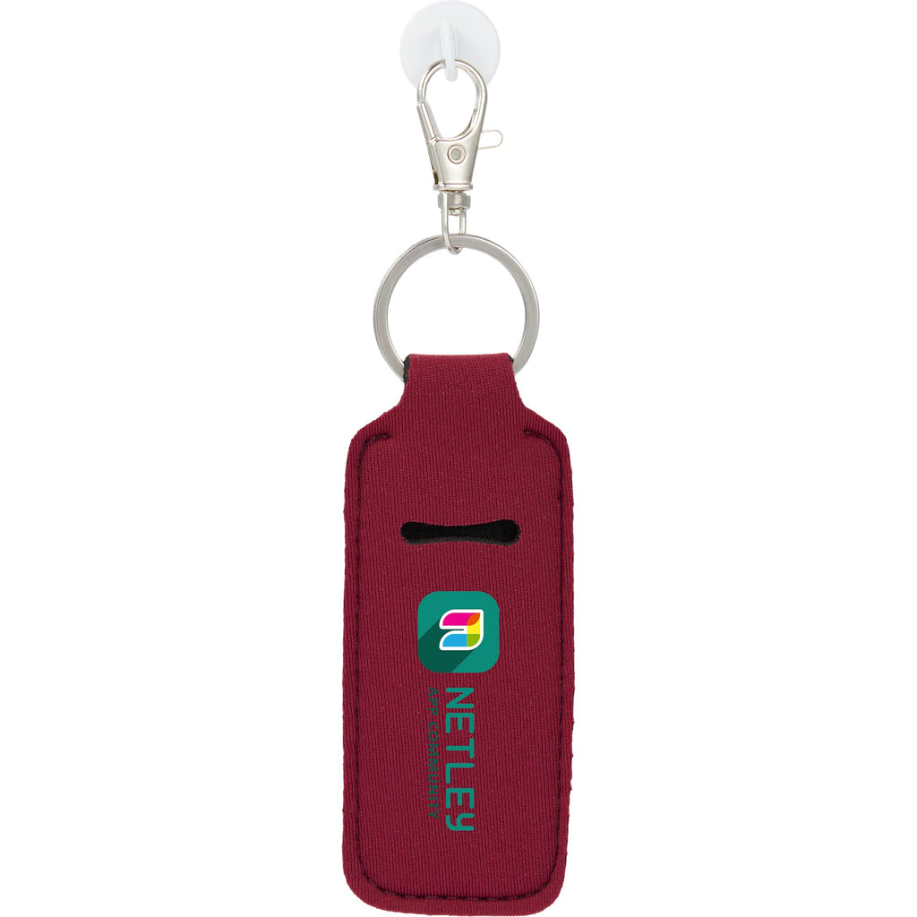 Lip Balm Holder Bottle Charm in Neoprene - Maroon - Front