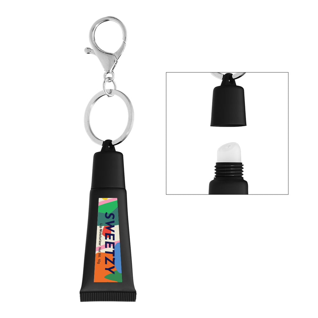 Lip Moisturizer in a Squeeze Tube with Key Ring - Black - White_Label_4CP