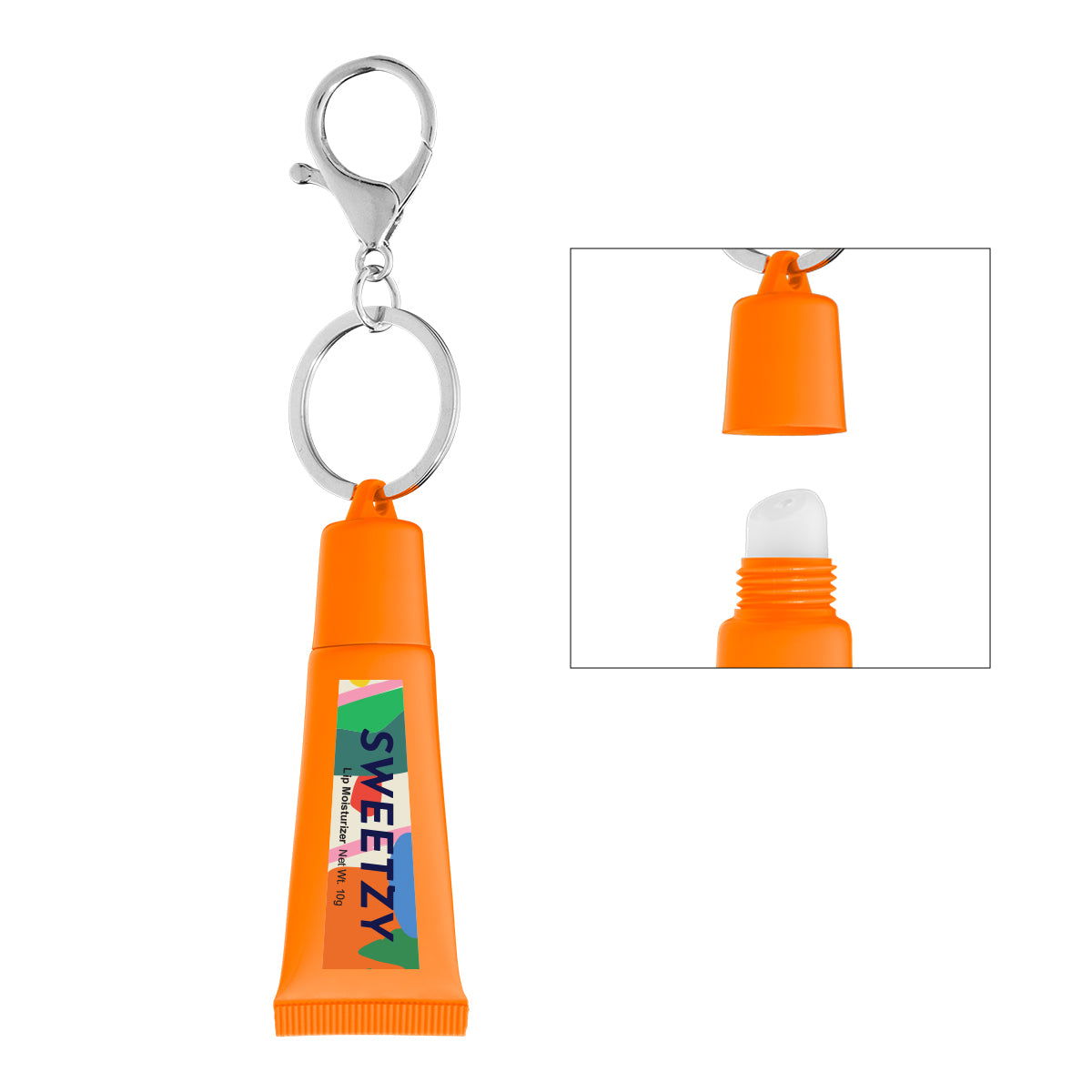 Lip Moisturizer in a Squeeze Tube with Key Ring - Orange - White_Label_4CP