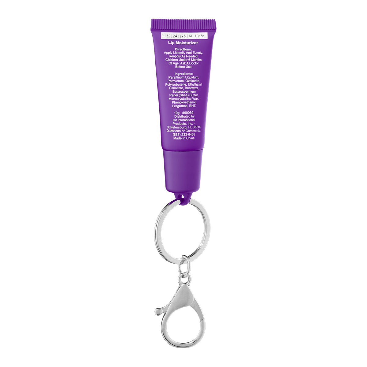 Lip Moisturizer in a Squeeze Tube with Key Ring - Purple - Back