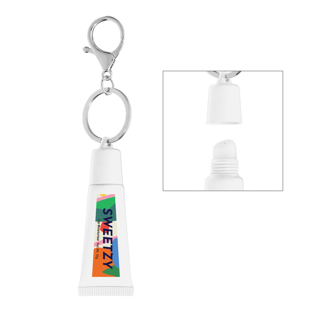 Lip Moisturizer in a Squeeze Tube with Key Ring - White - White_Label_4CP