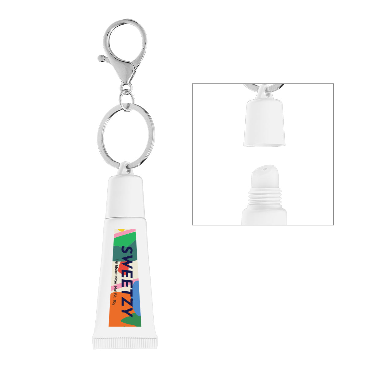 Lip Moisturizer in a Squeeze Tube with Key Ring - White - White_Label_4CP