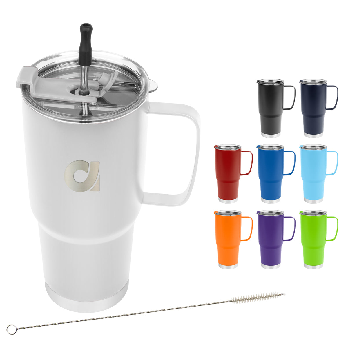 Lisbon Stainless Steel Tumbler with Straw, 30 oz - 30 Oz. Lisbon Stainless Steel Tumbler With Straw