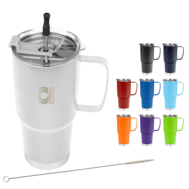 Lisbon Stainless Steel Tumbler with Straw, 30 oz