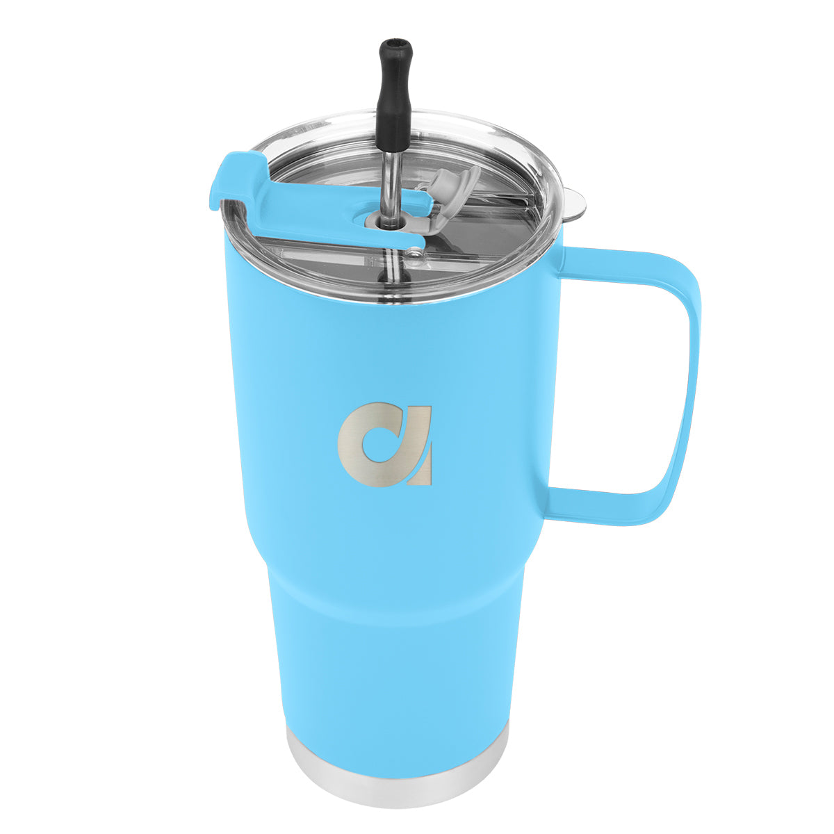 Lisbon Stainless Steel Tumbler with Straw, 30 oz - Laser