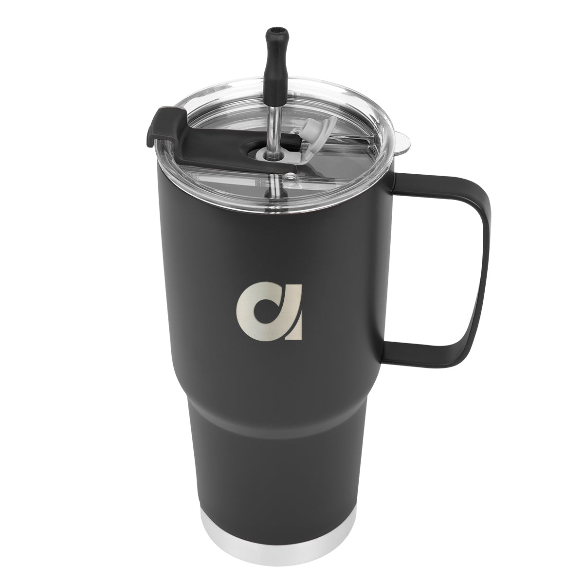 Lisbon Stainless Steel Tumbler with Straw, 30 oz - Laser