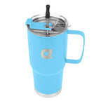 Lisbon Stainless Steel Tumbler with Straw, 30 oz - Laser