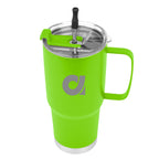Lisbon Stainless Steel Tumbler with Straw, 30 oz - Lime Green - Silk Screen