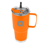 Lisbon Stainless Steel Tumbler with Straw, 30 oz - Orange - Silk Screen