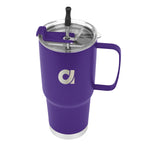 Lisbon Stainless Steel Tumbler with Straw, 30 oz - Purple - Laser