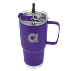 Lisbon Stainless Steel Tumbler with Straw, 30 oz - Purple - Silk Screen