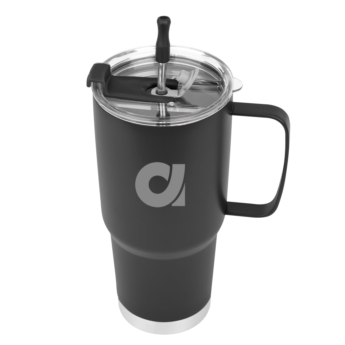 Lisbon Stainless Steel Tumbler with Straw, 30 oz - Silk Screen