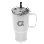 Lisbon Stainless Steel Tumbler with Straw, 30 oz - White - Silk Screen
