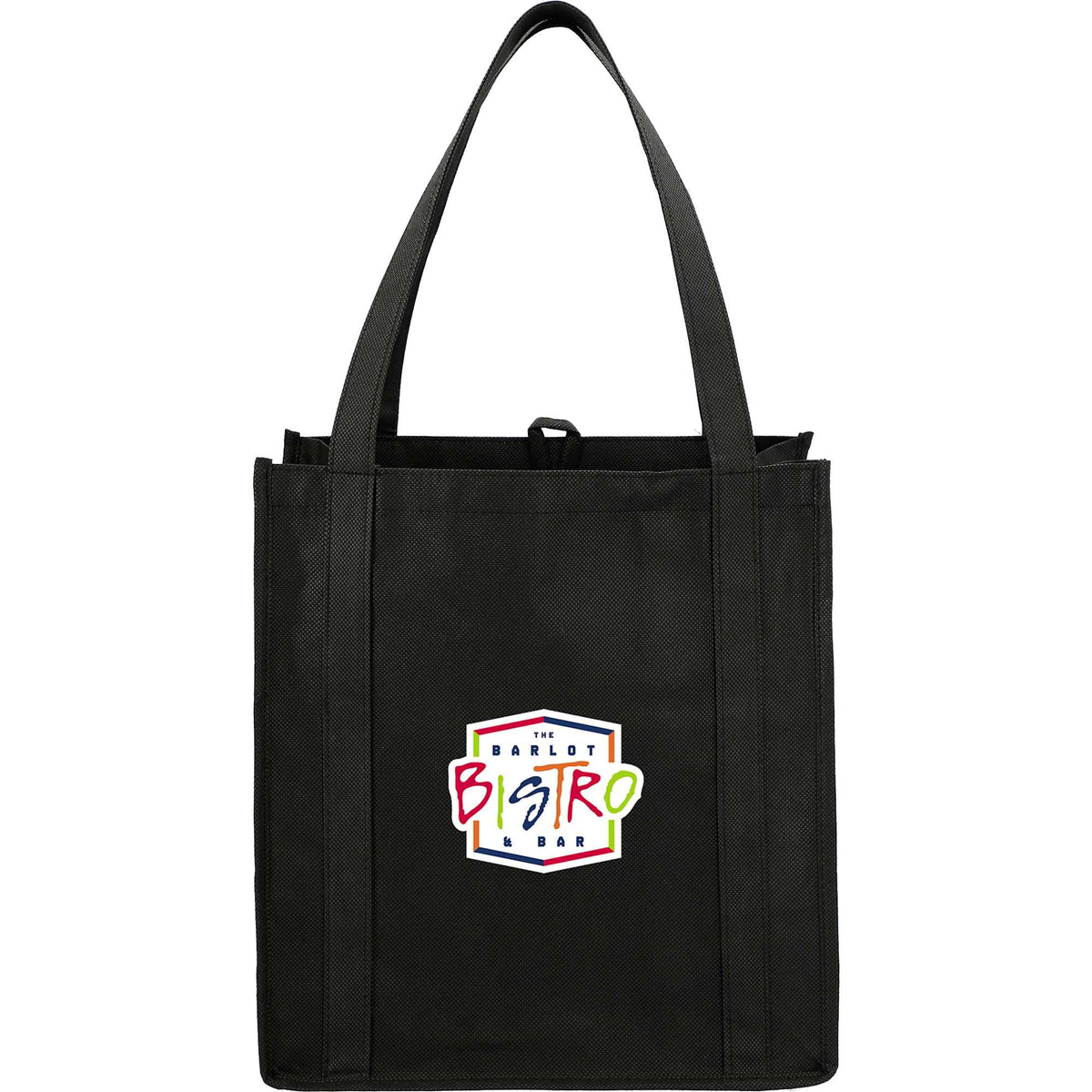 Little Juno Grocery Tote with Bottom Board - Black - Front