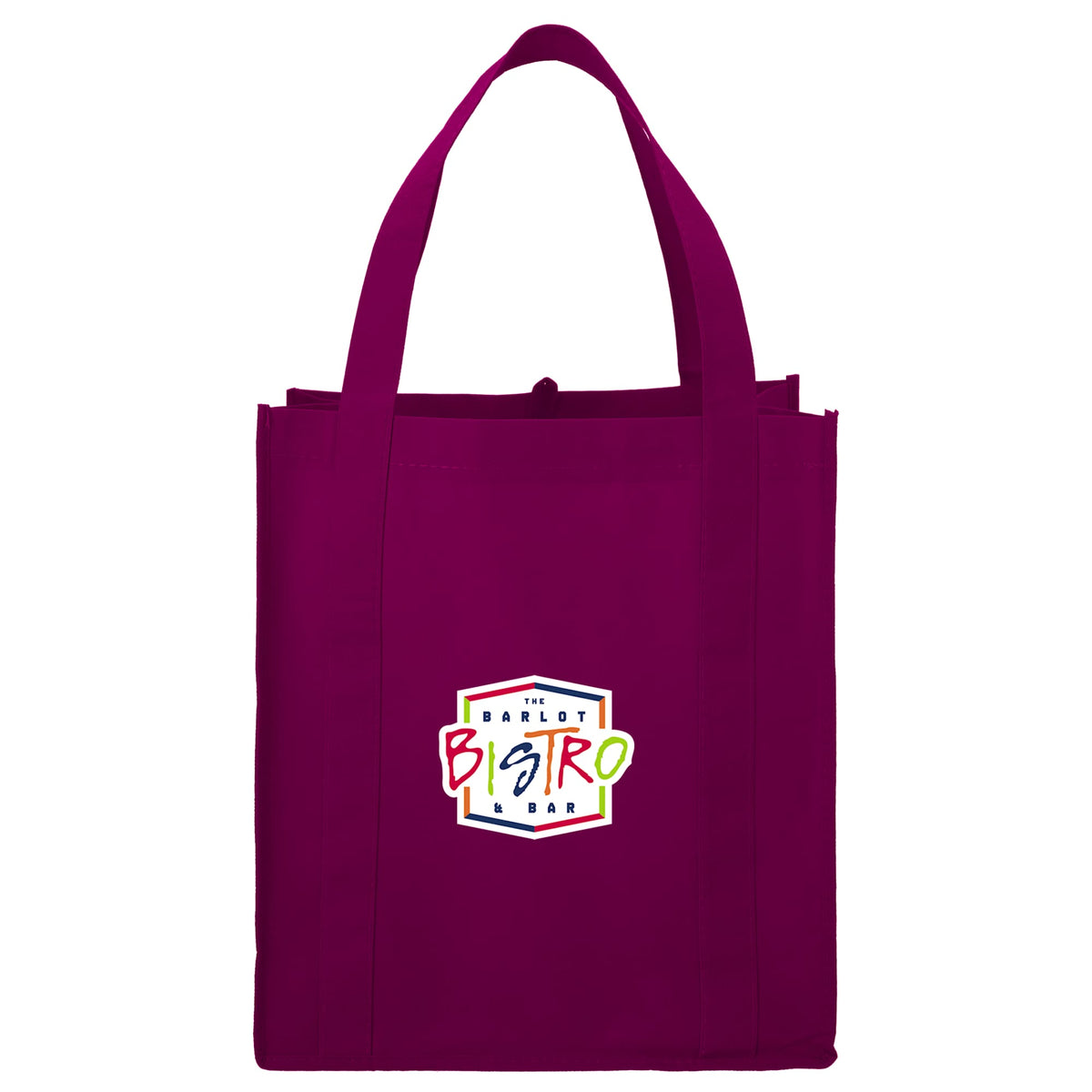Little Juno Grocery Tote with Bottom Board - Burgundy - Front