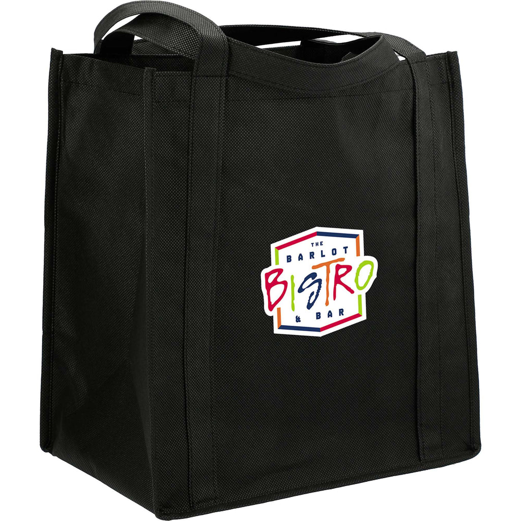 Little Juno Grocery Tote with Bottom Board Full Color - Black - Right Angle