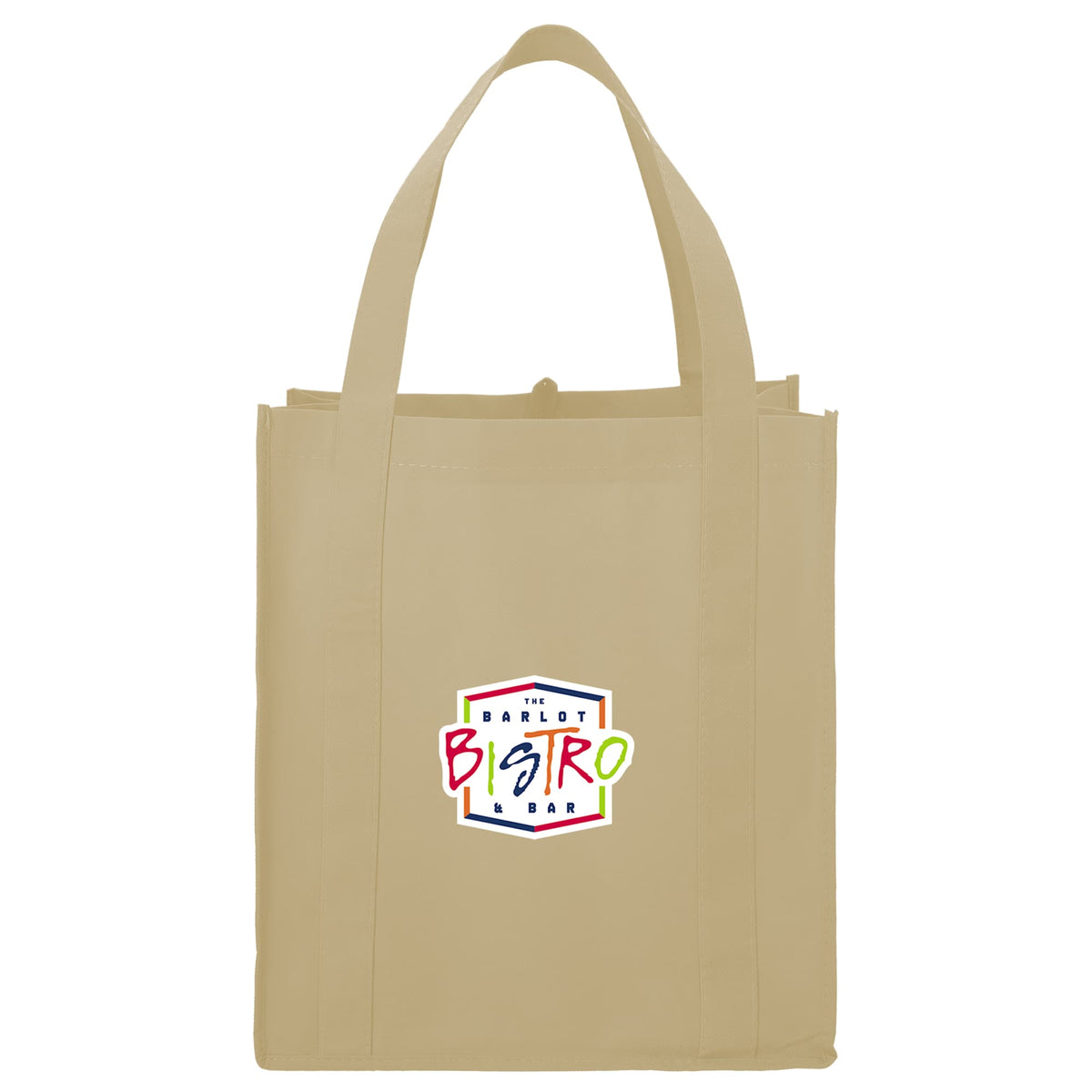 Little Juno Grocery Tote with Bottom Board Full Color - Cream - Front