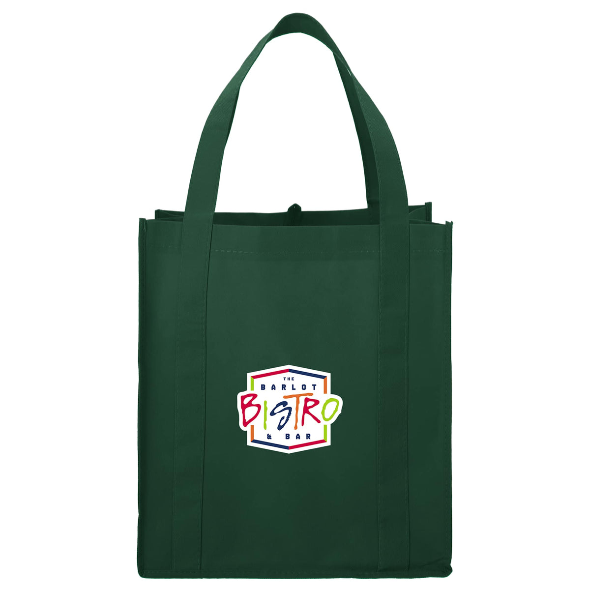 Little Juno Grocery Tote with Bottom Board Full Color - Hunter Green - Front