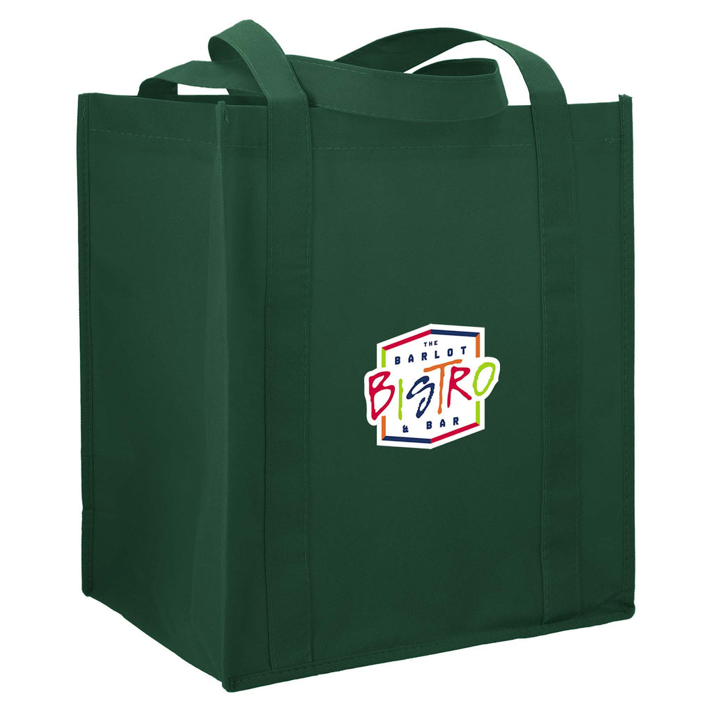 Little Juno Grocery Tote with Bottom Board Full Color - Hunter Green - Right Angle