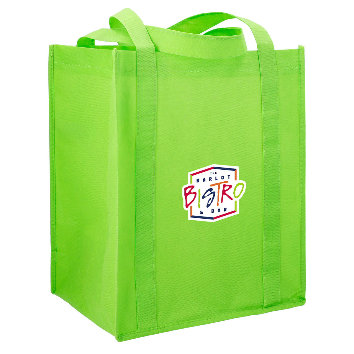 Little Juno Grocery Tote with Bottom Board Full Color - Lime Green - Right Angle