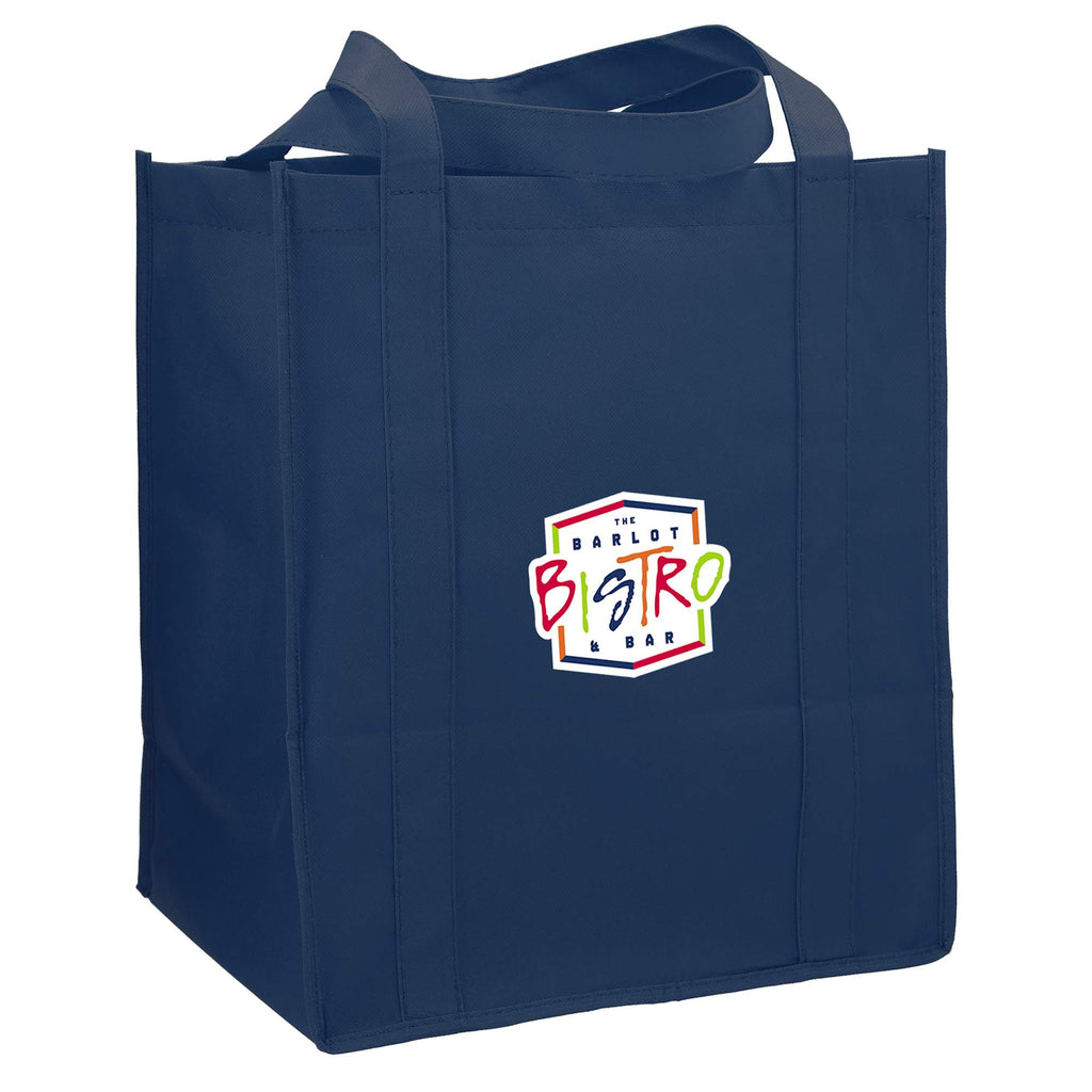 Little Juno Grocery Tote with Bottom Board Full Color - Navy Blue - Right Angle