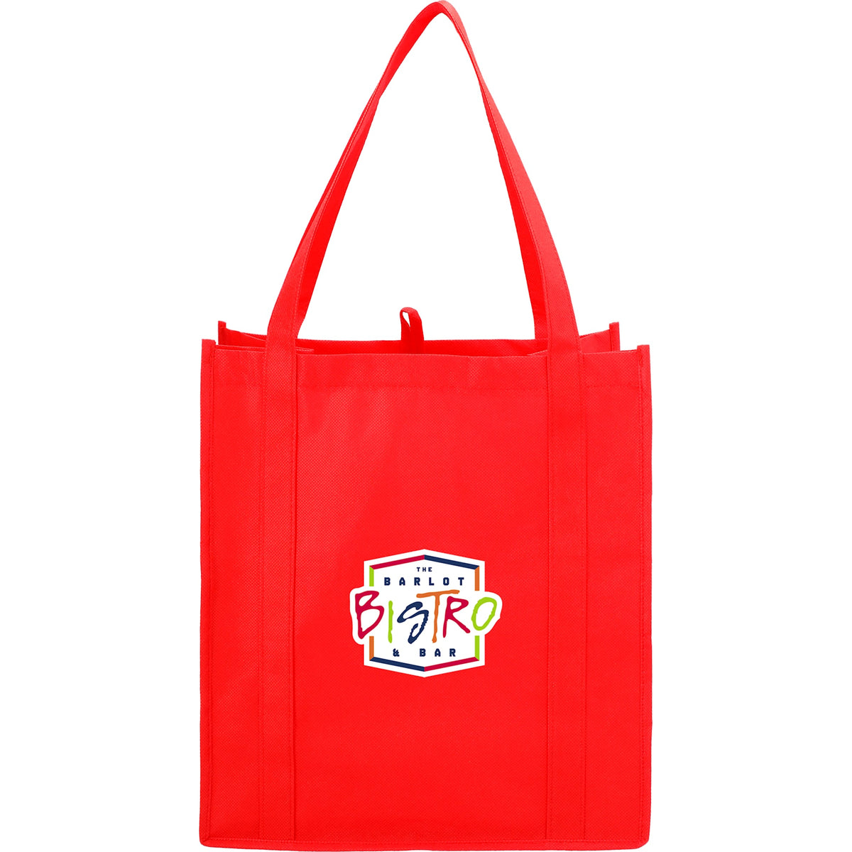 Little Juno Grocery Tote with Bottom Board Full Color - RED - Front