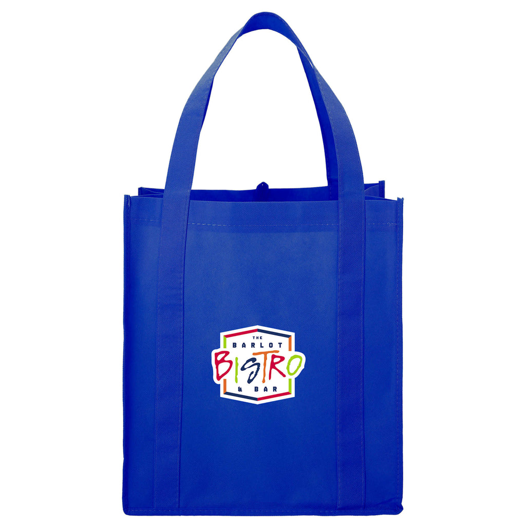 Little Juno Grocery Tote with Bottom Board Full Color - Royal Blue - Front
