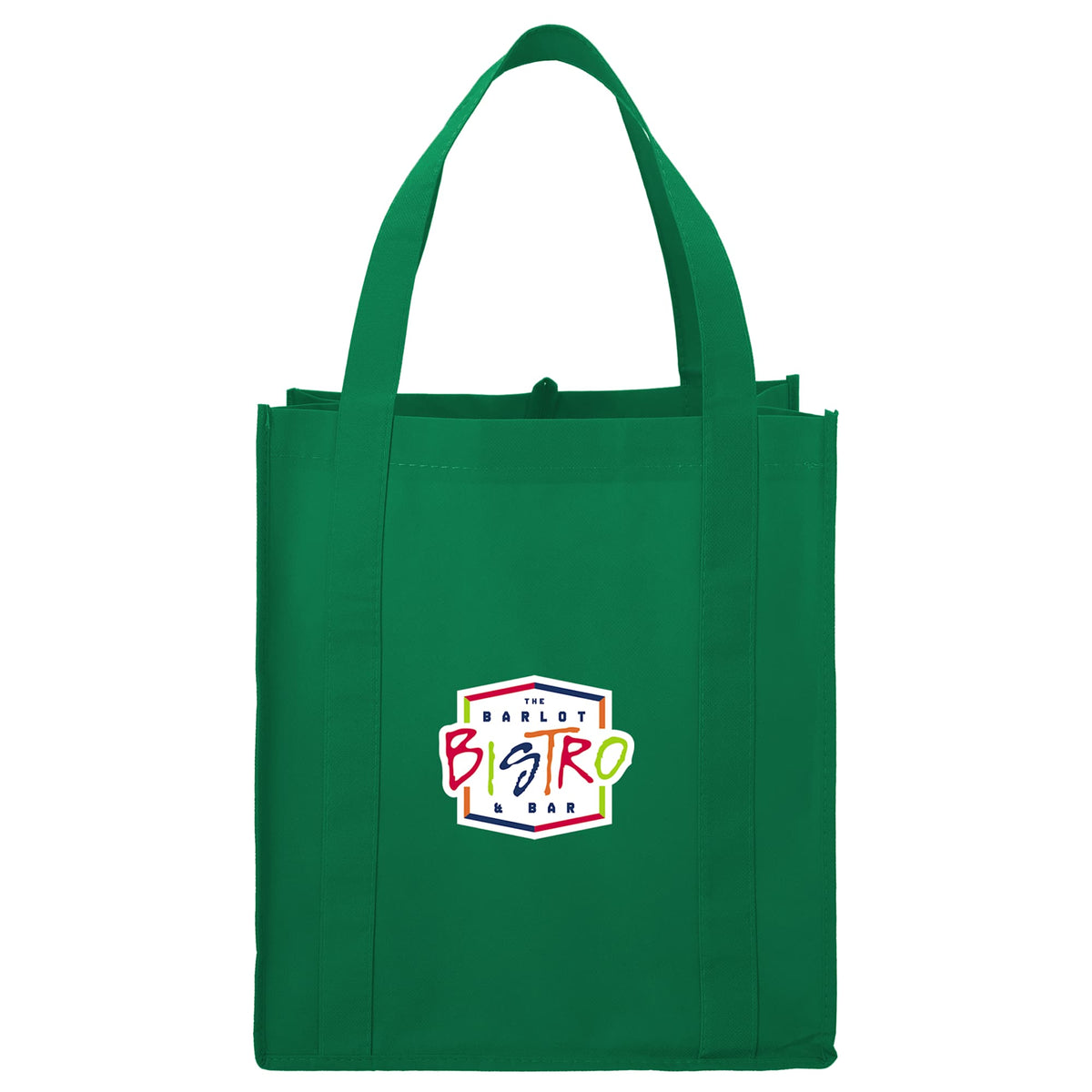 Little Juno Grocery Tote with Bottom Board - Green - Front