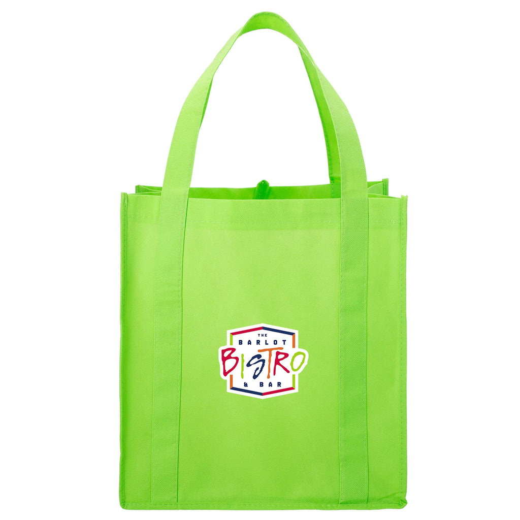 Little Juno Grocery Tote with Bottom Board - Lime Green - Front