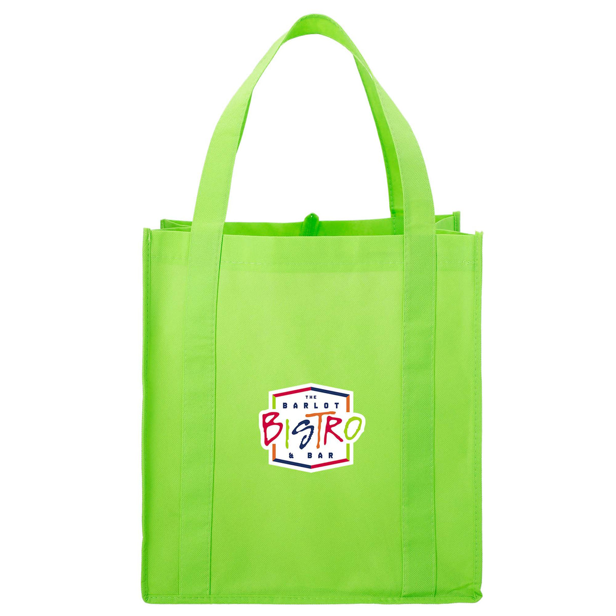Little Juno Grocery Tote with Bottom Board - Lime Green - Front