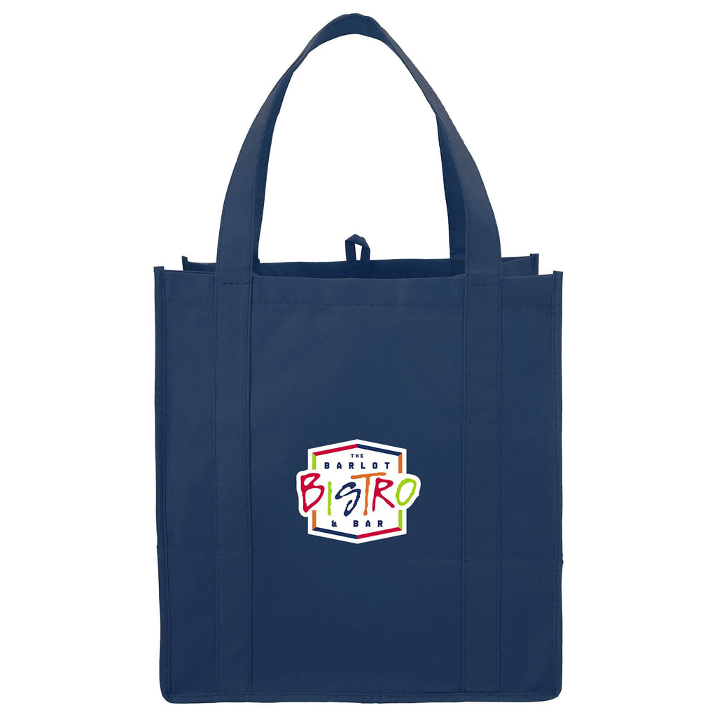 Little Juno Grocery Tote with Bottom Board - Navy Blue - Front