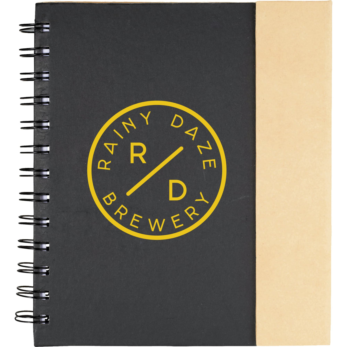 Lock-It Spiral Notebook with Sticky Notes and Pen, 6.5 x 7 Inches - Black - Front