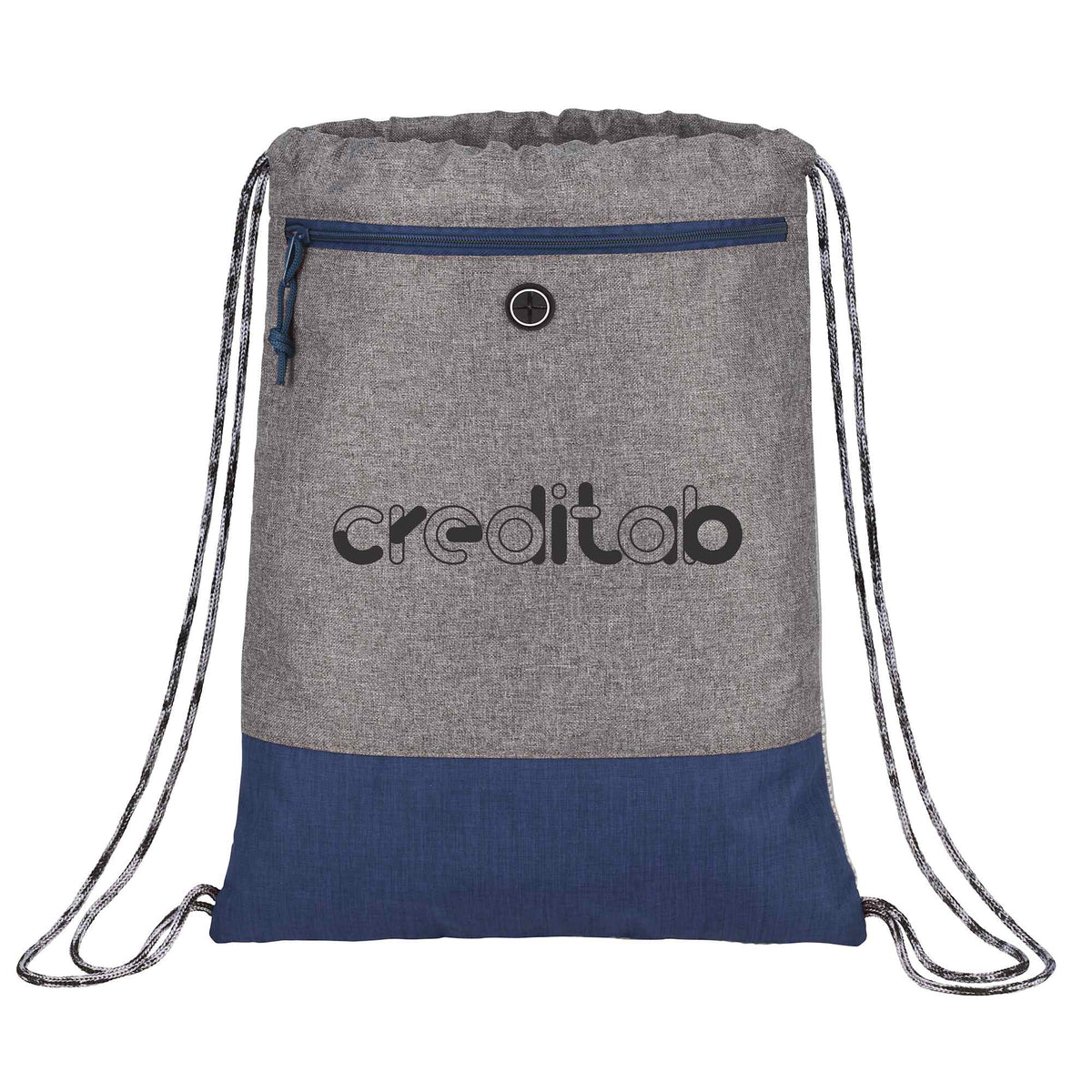 Logan Drawstring Bag with Earbud Port Full Color - Navy - Front