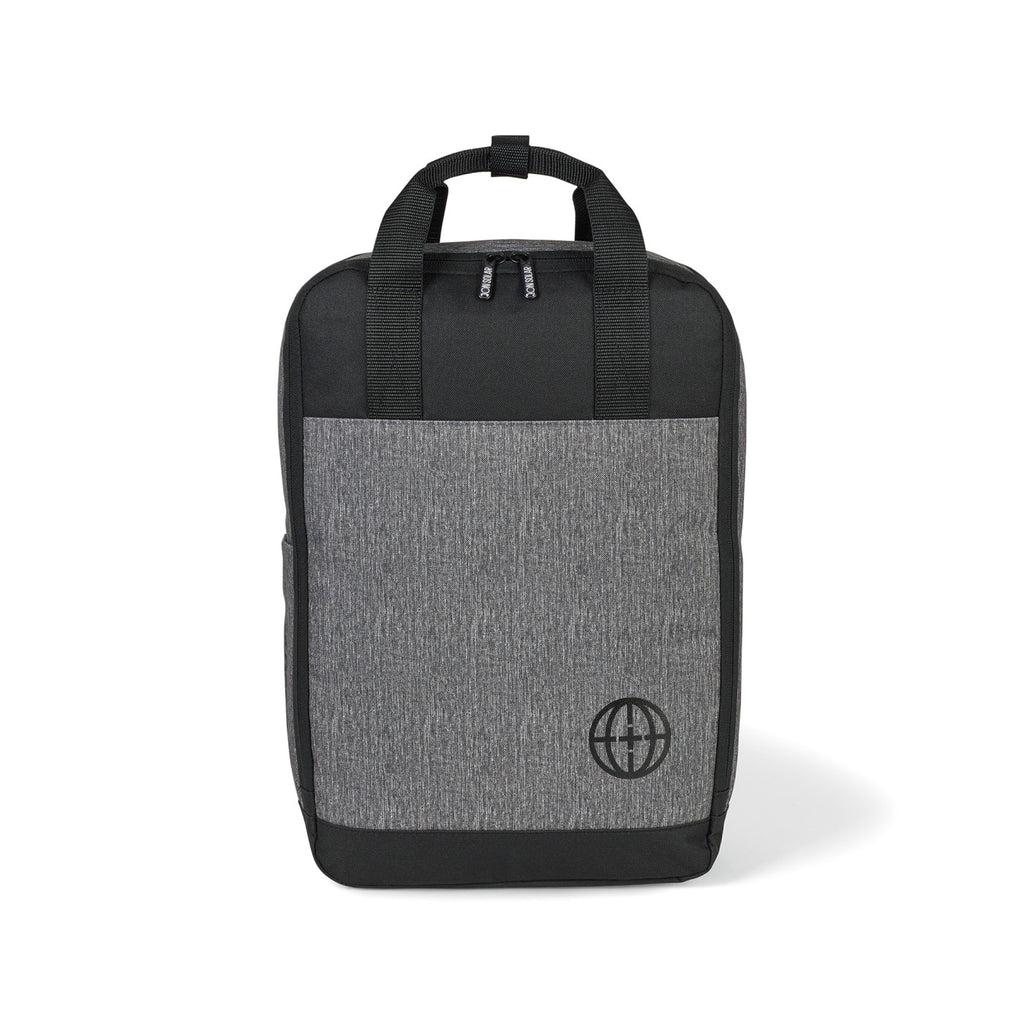 Logan Slim Laptop Backpack, 17 Inch Embroidery - Granite Heather Grey - View 2