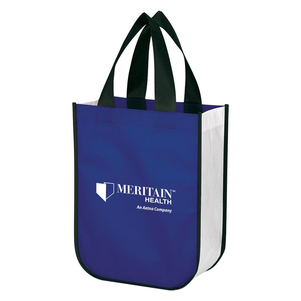 Lola Laminated Recycled Shopper Tote Bag, Non-Woven - Blue - Silk Screen