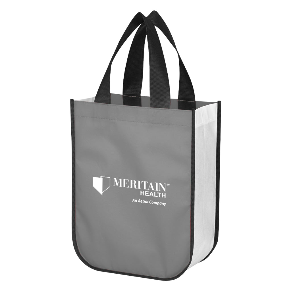 Lola Laminated Recycled Shopper Tote Bag, Non-Woven - Gray - Silk Screen