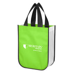 Lola Laminated Recycled Shopper Tote Bag, Non-Woven - Lime Green - Silk Screen