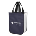 Lola Laminated Recycled Shopper Tote Bag, Non-Woven - Navy - Silk Screen