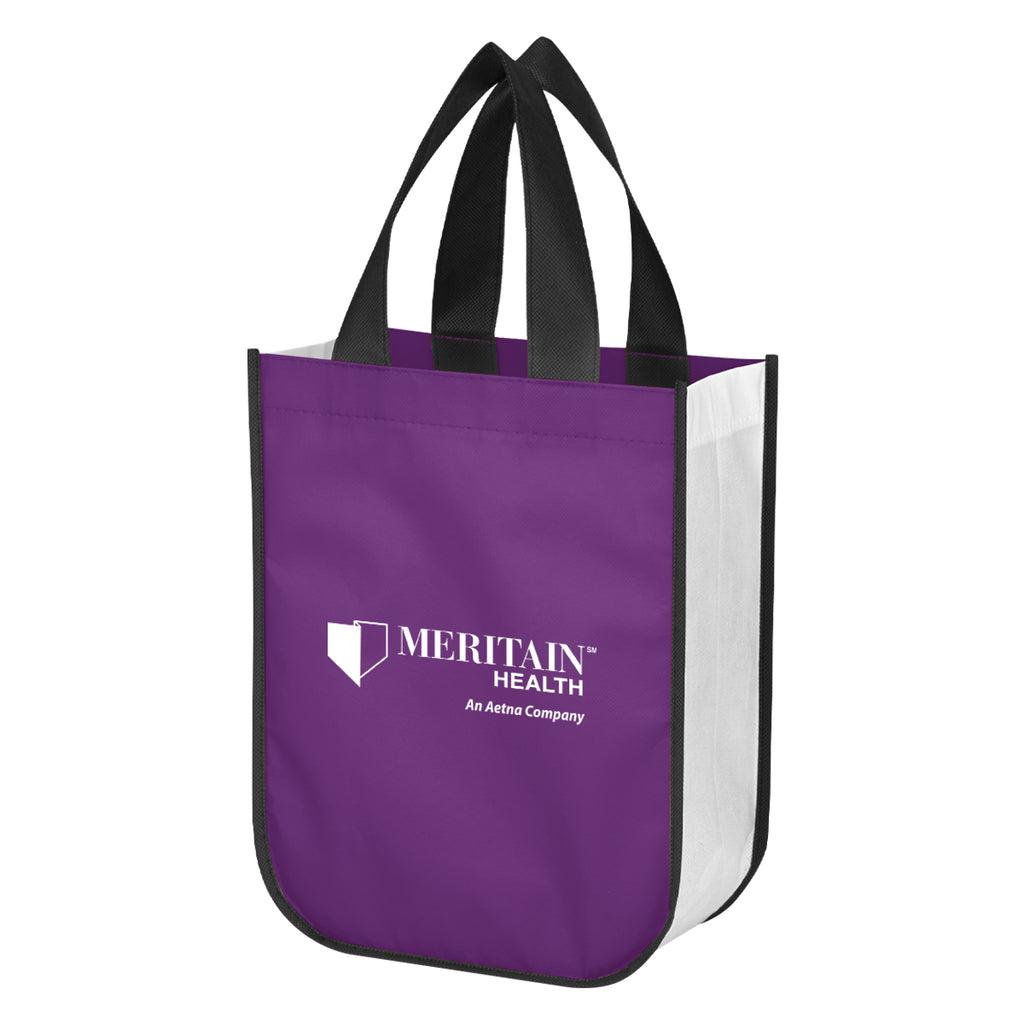 Lola Laminated Recycled Shopper Tote Bag, Non-Woven - Purple - Silk Screen