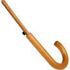 London Fog Automatic Stick Umbrella with Wooden Handle, 48 Inch Arc Transfer - Black - Handle Detail