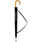 London Fog Automatic Stick Umbrella with Wooden Handle, 48 Inch Arc Transfer - Black - Right Angle Closed