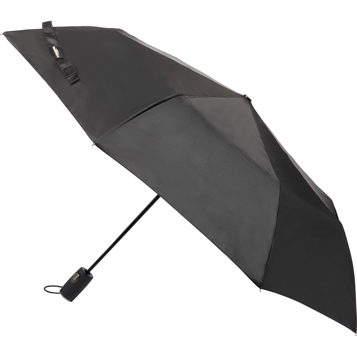 London Fog Super Mini Auto-Open Umbrella, 42 Inch Transfer - Black - Right Angle