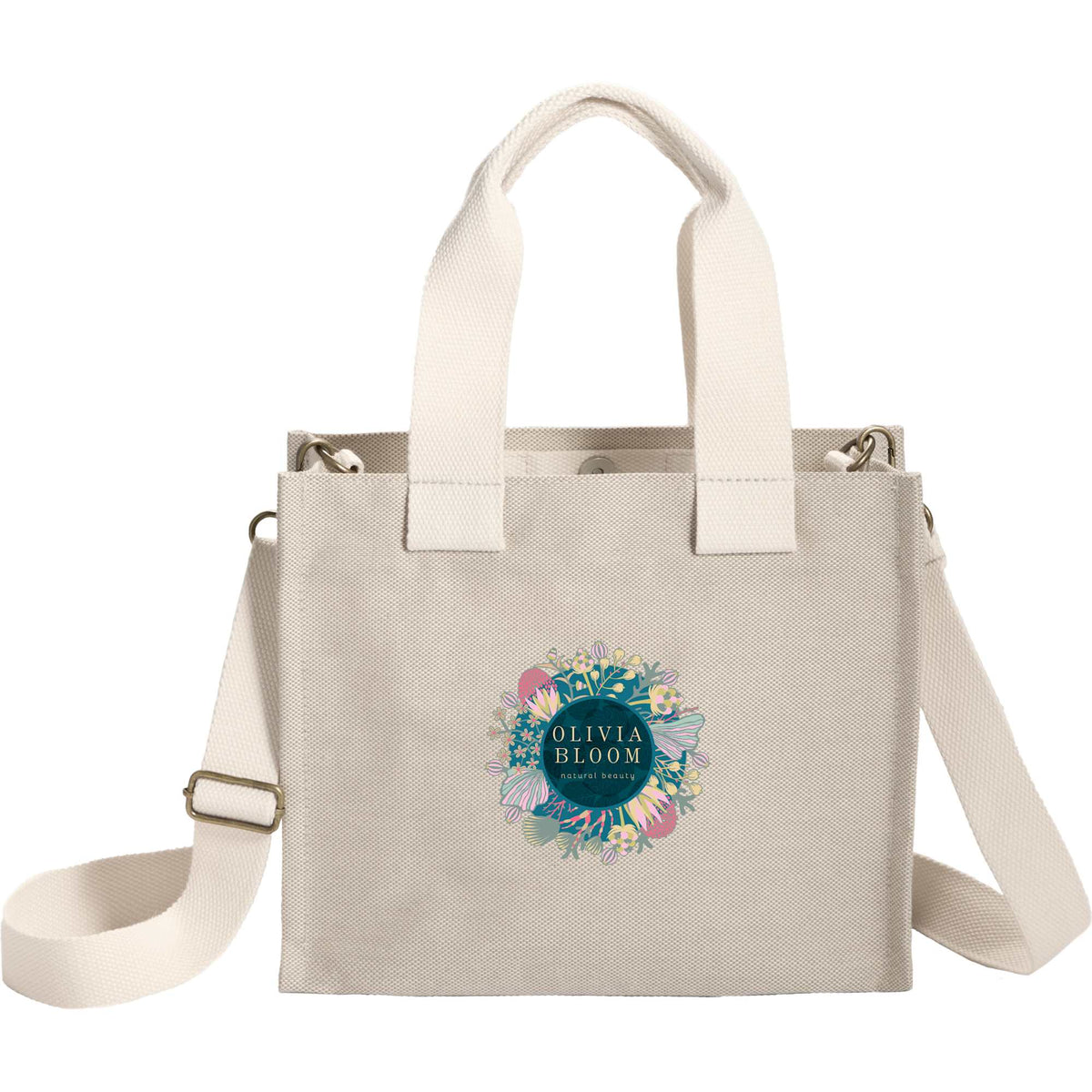 London Small Recycled Crossbody Tote - Natural - Front