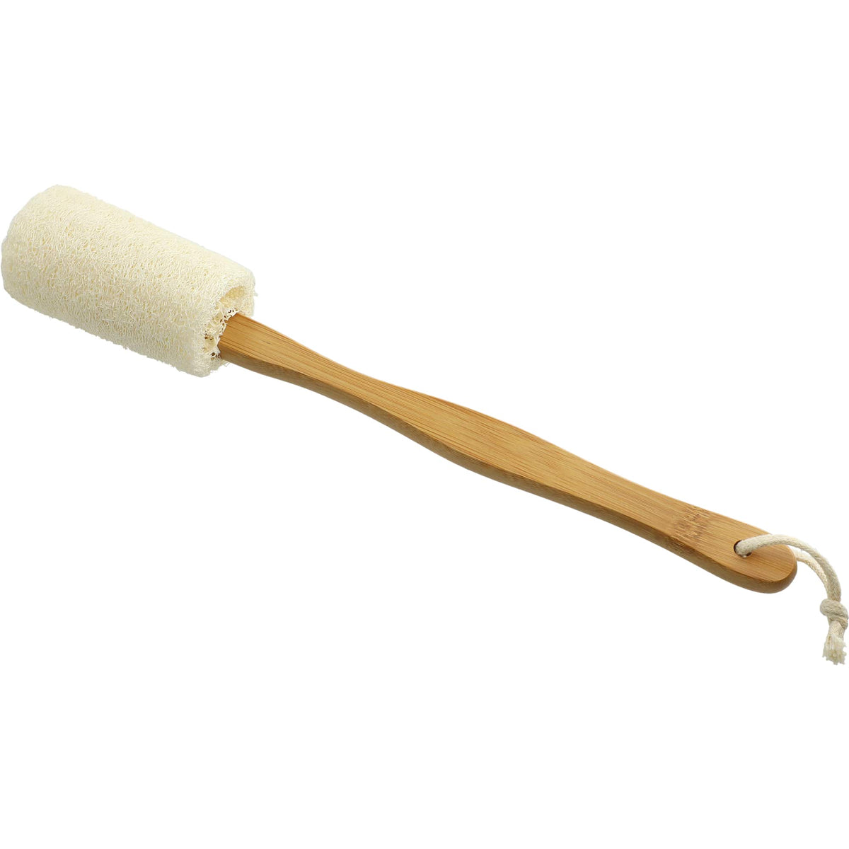 Long Handled Bamboo Bath Loofah - Natural - Left Angle