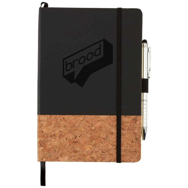Lucca Hardcover Journal with Cork Look Base, 5.5 x 8.5 Inches Debossing