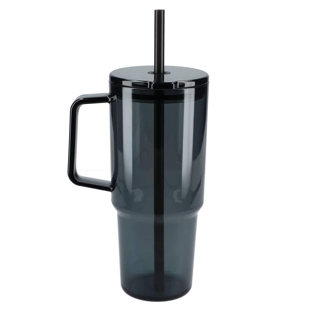 Lucien Recycled Acrylic Travel Mug with Handle, 40 oz - Black - Back 2